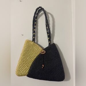 Two-Tone Black and Yellow Women's Handbag